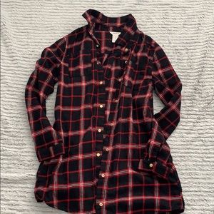 Flannel print long sleeve shirt